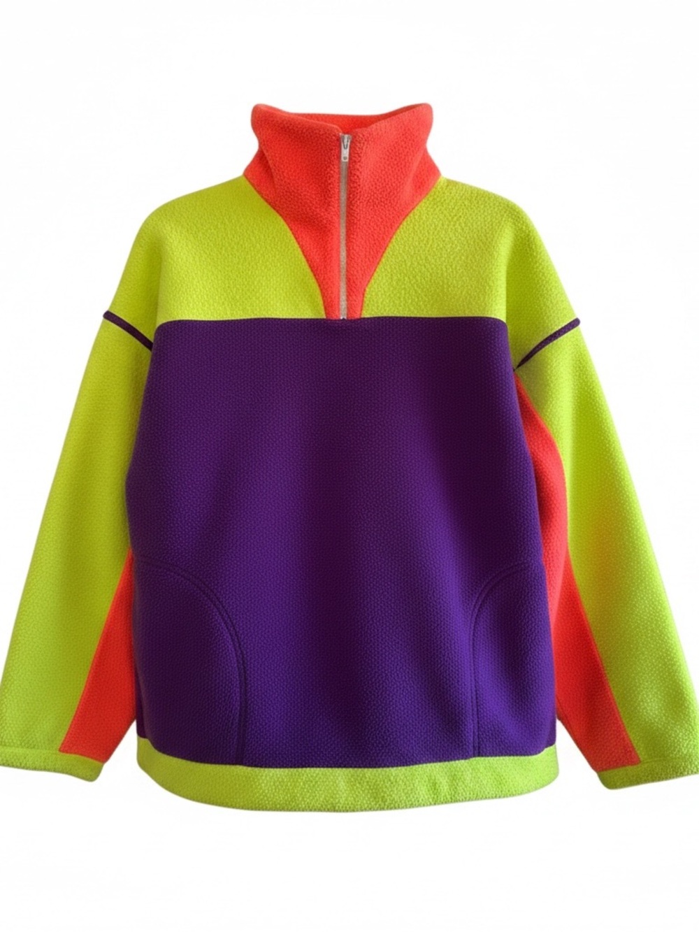 90s neon fleece quarter-zip pullover